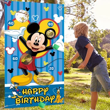 Disney Игры с Микки Маусом для Вечеринок, Бросок мешка с Фасолью, игра для детей, Подвесной игровой Баннер, Товары для украшения Дня рождения на открытом Воздухе