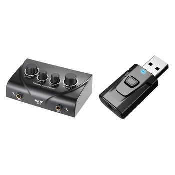 Горячий Двойной Микрофонный Вход Аудио Микшер Звука Для Усилителя Черный Американский Штекер и 4 В 1 USB Bluetooth Передатчик Приемник